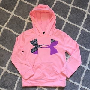 Under Armour Pink Hooded Sweatshirt Size 6